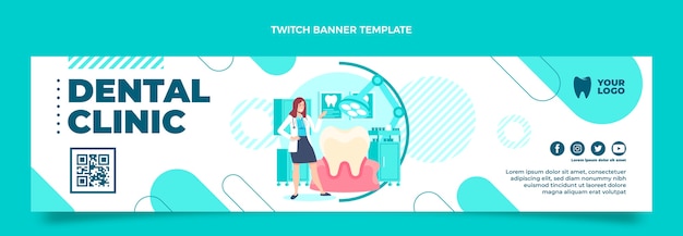 Free vector hand drawn dental clinic twitch banner