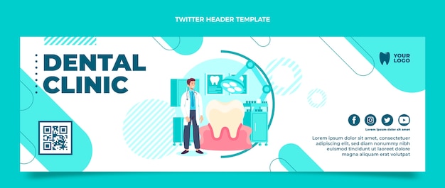 Hand drawn dental clinic twitter header