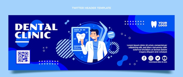 Vettore gratuito intestazione di twitter della clinica dentale disegnata a mano