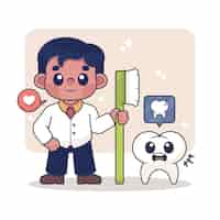 Free vector hand drawn dentist cartoon illustration