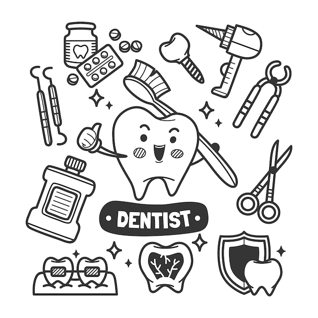 Illustrazione disegnata a mano da un dentista