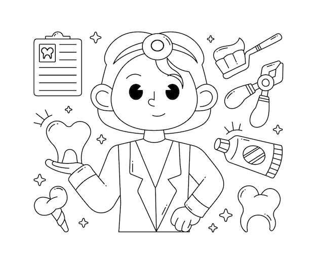 Free vector hand drawn dentist drawing illustration