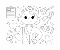 Free vector hand drawn dentist drawing illustration