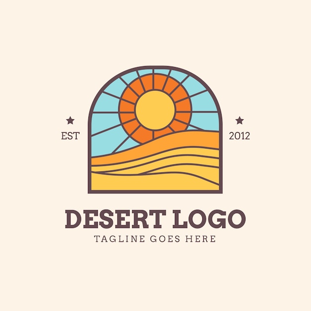 手描きの砂漠のロゴのデザイン