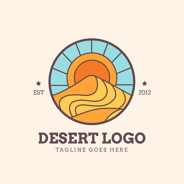 Disegno del logo del deserto disegnato a mano