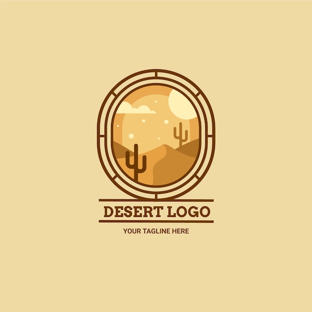 Vettore gratuito modello di logo del deserto disegnato a mano