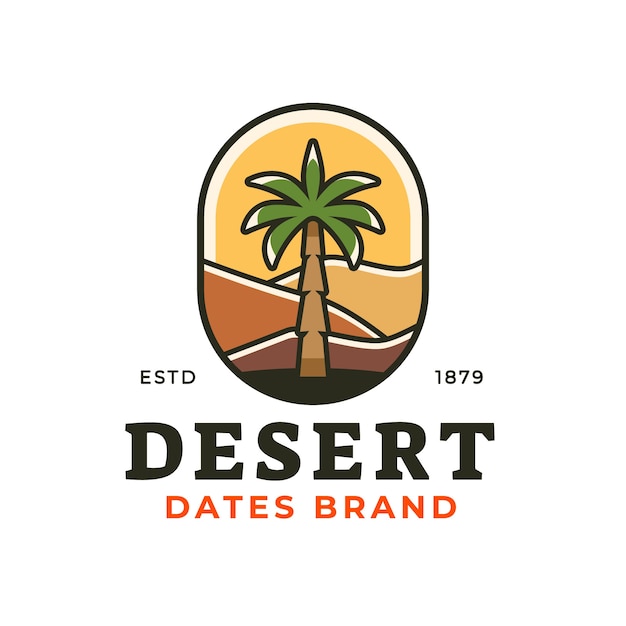 無料ベクター 手描きの砂漠のロゴのテンプレート