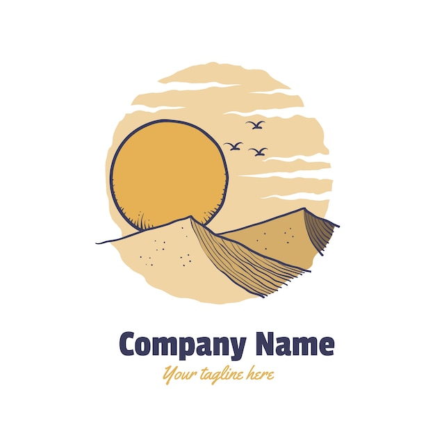 Hand drawn desert logo  template