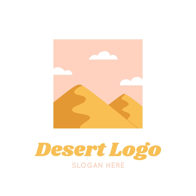 Vettore gratuito modello di logo del deserto disegnato a mano