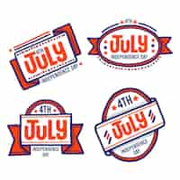 Free vector hand drawn design 4th of july badges