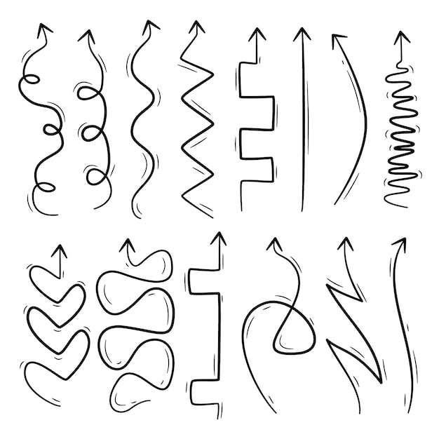 손으로 그린 디자인 화살표 세트