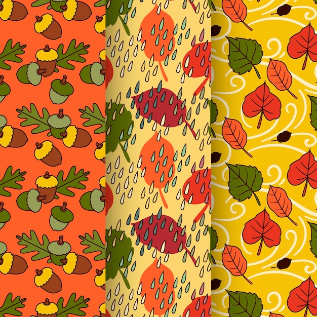 Free vector hand drawn design autumn pattern collection