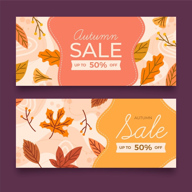 Free vector hand drawn design autumn sale banners