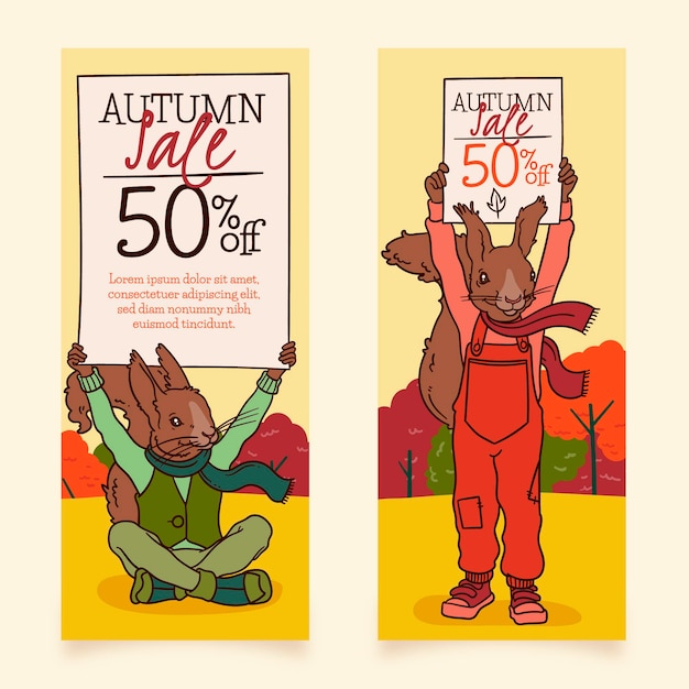 Free vector hand drawn design autumn sale banners