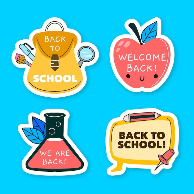 Free vector hand drawn design back to school labels