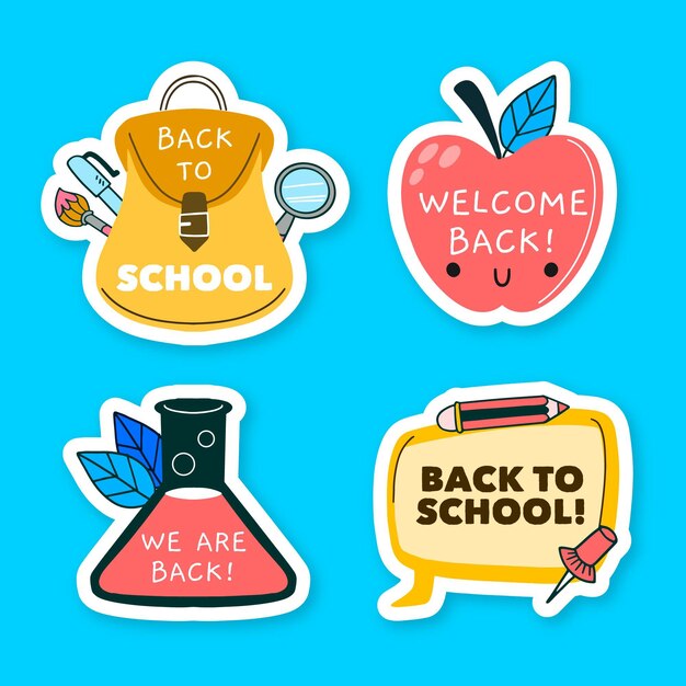 Hand drawn design back to school labels