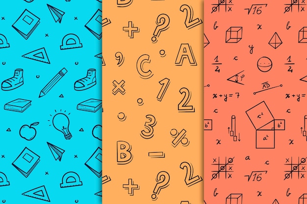 Free vector hand drawn design back to school patterns