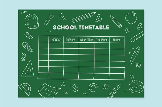 Hand drawn design back to school timetable