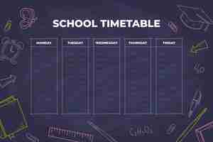 Free vector hand drawn design back to school timetable