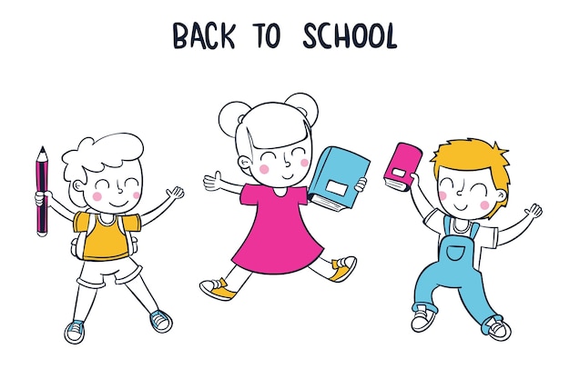 Hand drawn design children back to school