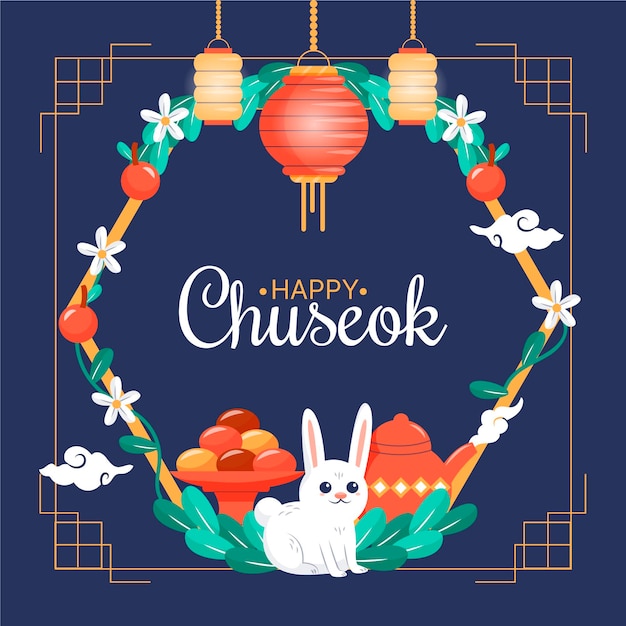 Vettore gratuito celebrazione di chuseok di design disegnato a mano