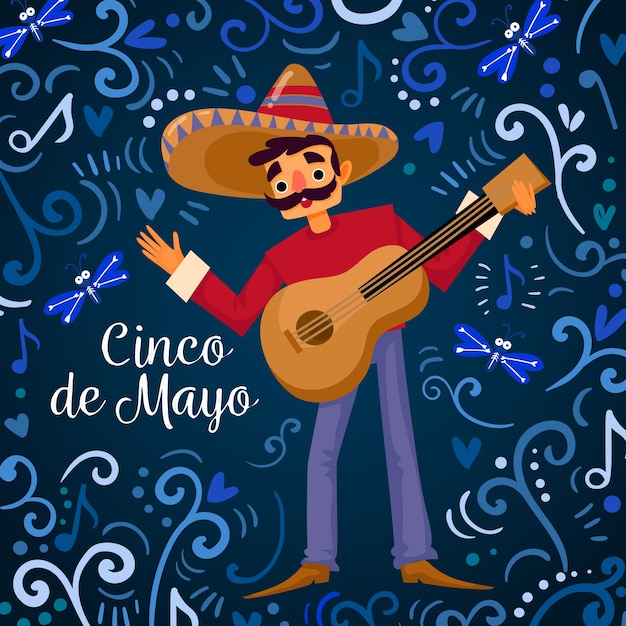 Vettore gratuito disegno disegnato a mano cinco de mayo