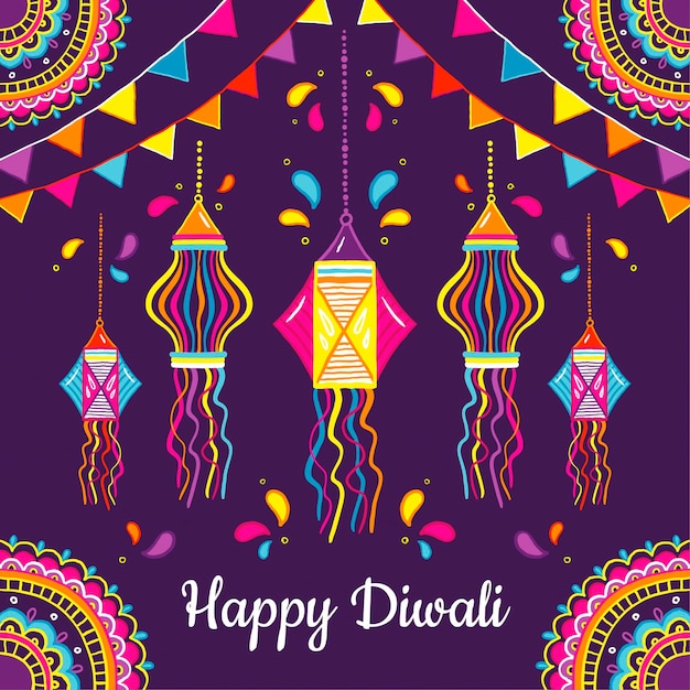 Hand drawn design diwali event