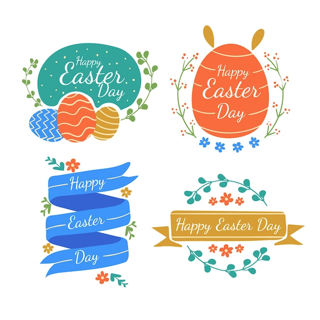 Free vector hand drawn design easter day label collection