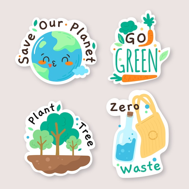 Free vector hand drawn design ecology badges