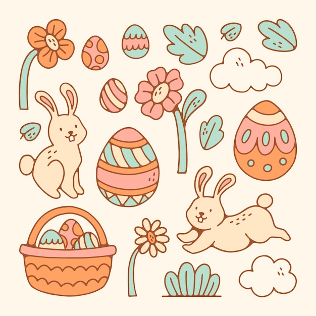 Free vector hand drawn design elements collection for easter holiday