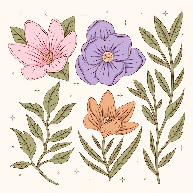 Free vector hand drawn design elements collection for springtime season