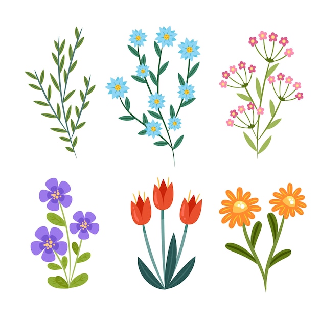 Free vector hand drawn design elements collection for springtime season