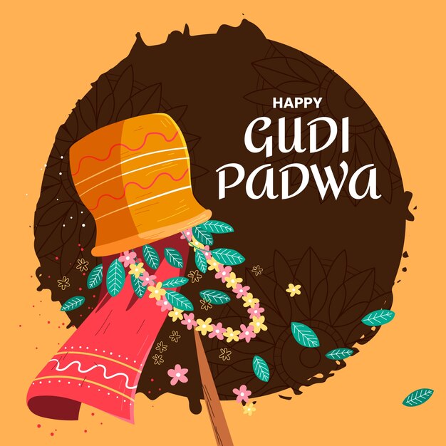 Hand drawn design gudi padwa