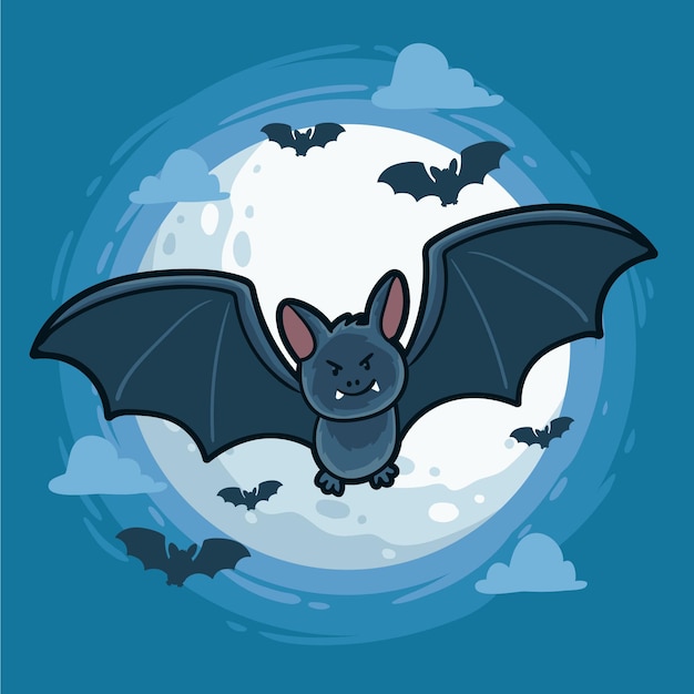 Vettore gratuito pipistrello di halloween di disegno disegnato a mano