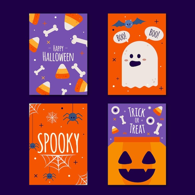 Free vector hand drawn design halloween card collection