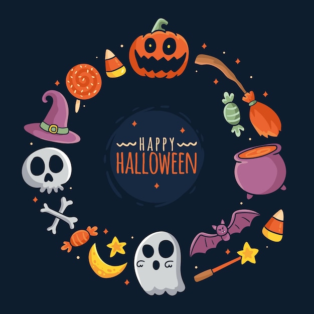 Free vector hand drawn design halloween frame