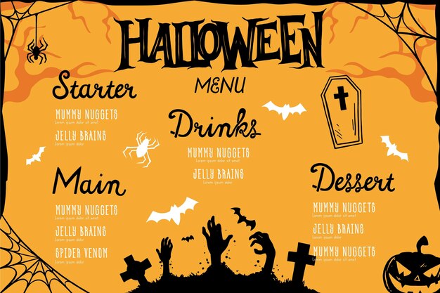 Ручной обращается дизайн хэллоуин меню