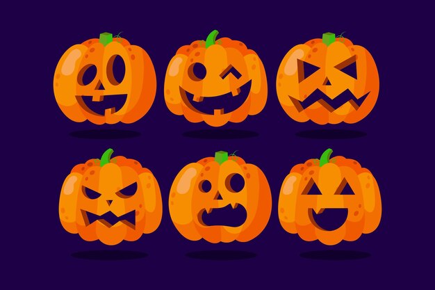 Free vector hand drawn design halloween pumpkin set