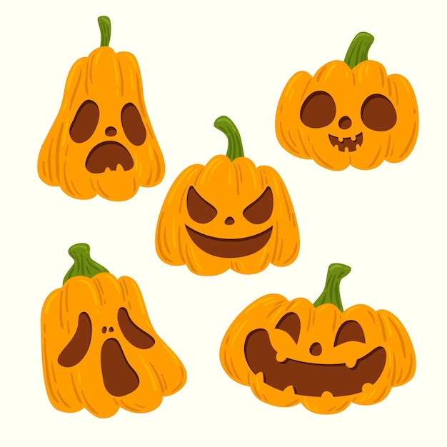 Hand drawn design halloween pumpkins