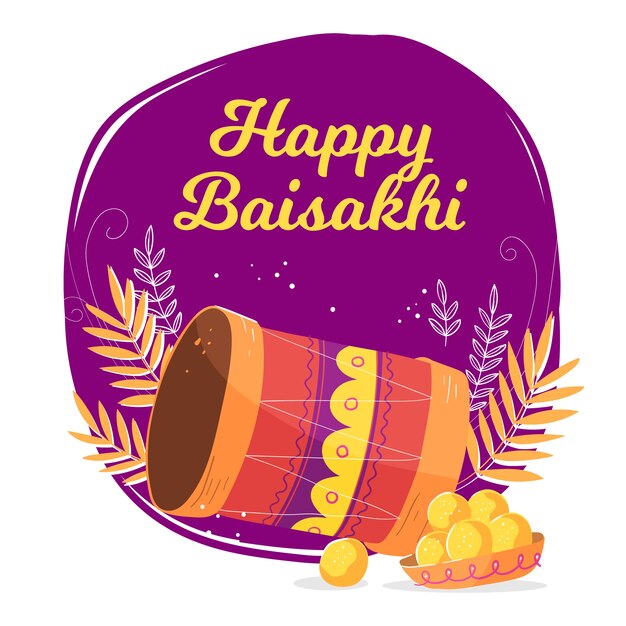 손으로 그린 디자인 행복 baisakhi