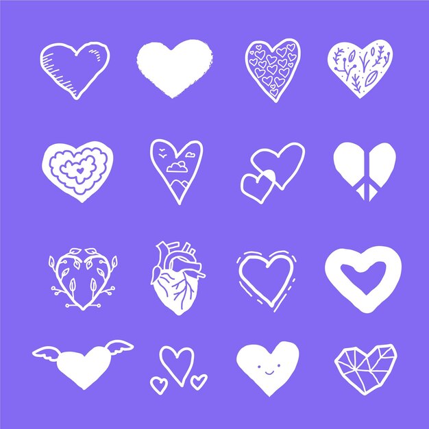 Free Vector hand drawn design heart collection