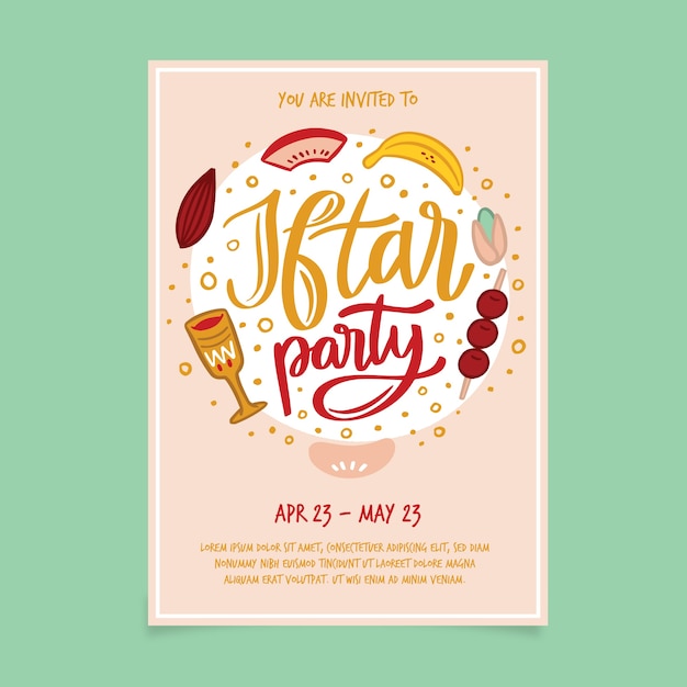 Free vector hand drawn design iftar invitation