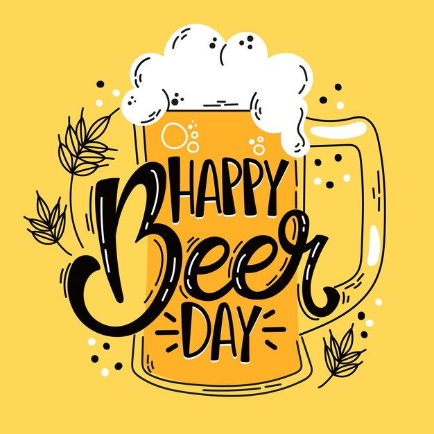 Ручной обращается дизайн Международный день пива