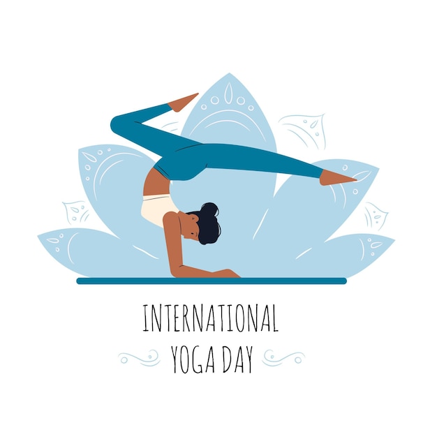 Бесплатное векторное изображение Ручной обращается дизайн международный день йоги