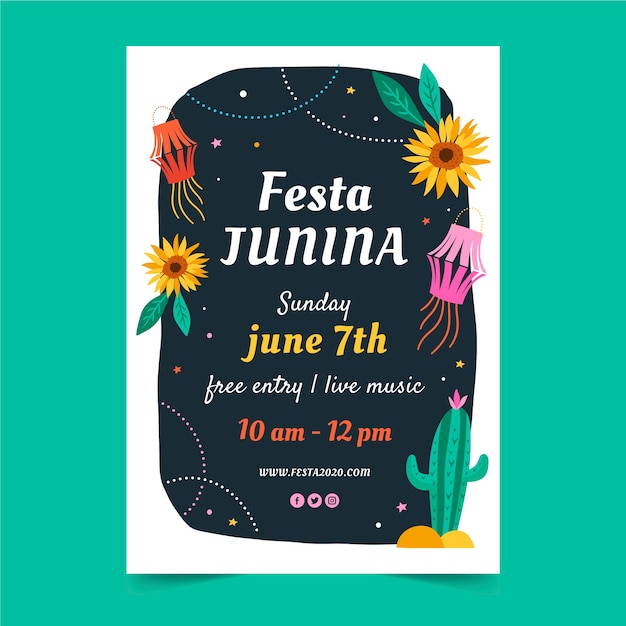 Hand drawn design june festival flyer