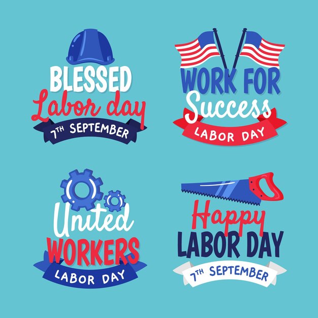 Free vector hand drawn design labor day labels