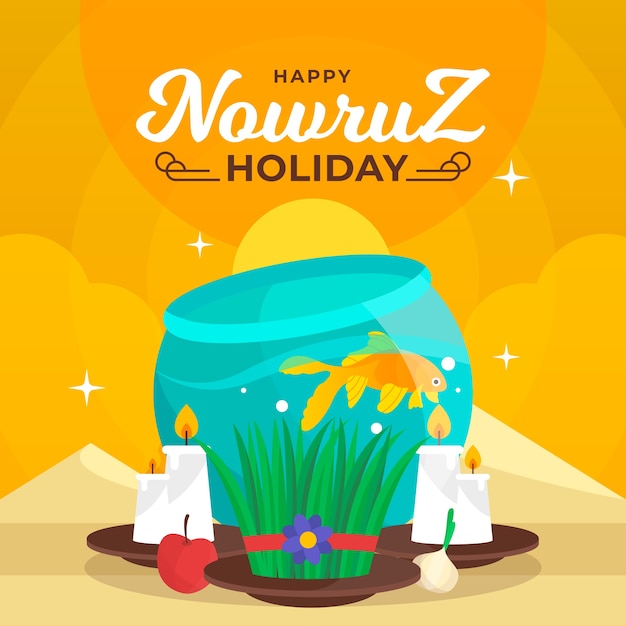 손으로 그린 디자인 nowruz 축하