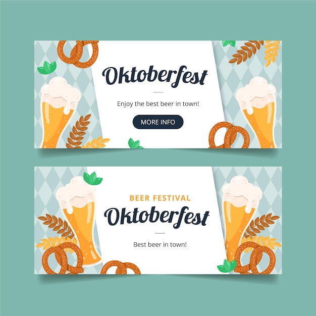 Hand drawn design oktoberfest banners