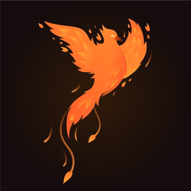 Hand drawn design phoenix bird