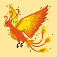 Free vector hand drawn design phoenix bird